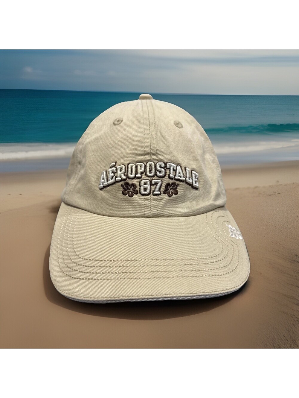 Aeropostale 87 Fashion Preppy Beige Baseball Cap